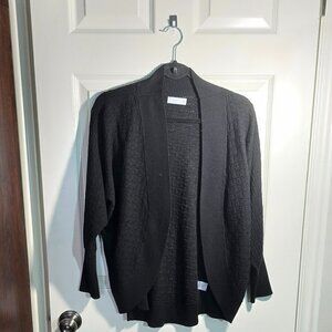 Women's Lightweight, Knit, Cardigan, Open Front, Oversized, Black, L